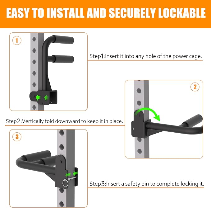 Muti-Grip Dip Bars Attachment for Power Cage with 5/8" or 1" Hole, Non-Slip Wide & Narrow Grip Dips Double Handles, 600 lbs Capacity, Squat Rack Attachment for Dips, Inverted Rows, Push-Ups