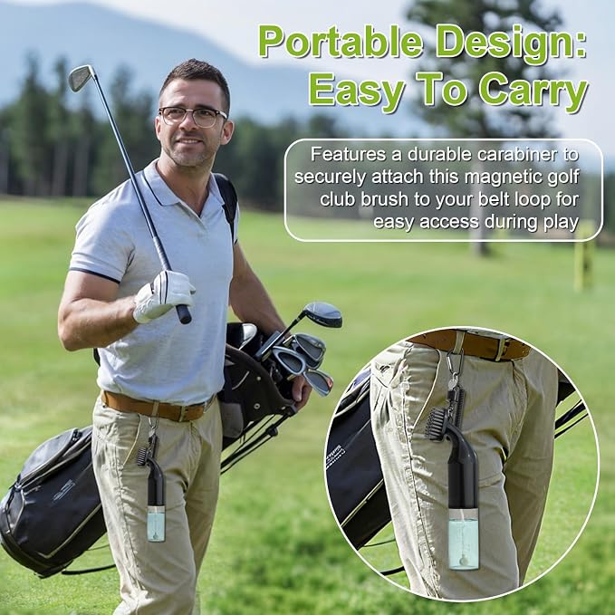 Kiss Core Electric Golf Club Cleaner Brush: AA Battery Powered for Effortless Cleaning - Golf Club Brush for Golf Accessories - Holds 5oz Water - Magnetic Clip - Golf Gifts for Golfer Men
