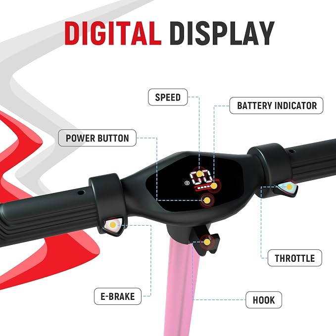 Foldable Electric Scooter for Kids, with Bright Front LED Lights,Shining Pedal, LED Display, Dual Brakes 150W Motor Kids Electric Scooter, UL2272 Certified