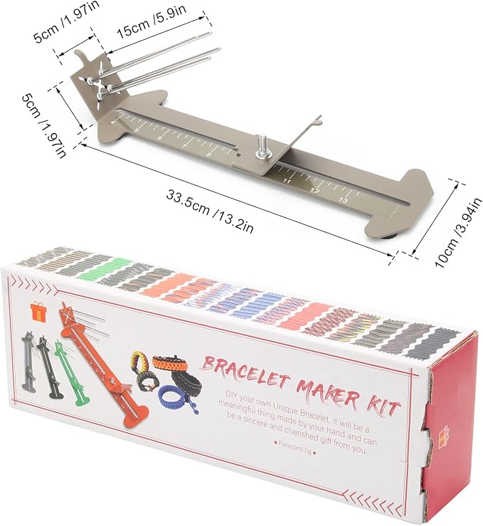 Catcan 2 in 1 Paracord Bracelet Jig, Paracord Jigs and Tools, Adjustable Length DIY Craft Bracelet Making Kit 4" to 13" with Free Cord and Buckles