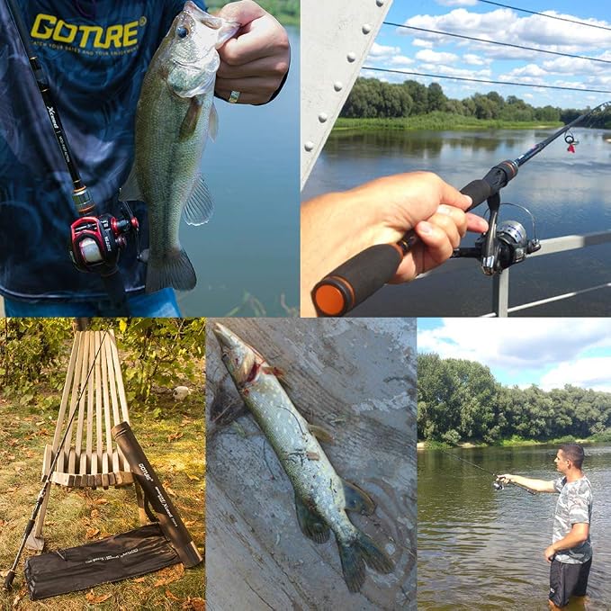 Goture 4-Piece Travel Carbon Fishing Rod M/MH Action 6.6-12ft Multi-Colors | Goture multi-spec travel fishing rods adopt upgraded high-grade carbon fiber blank with premium Fuji line guides
