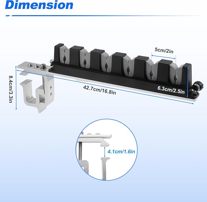 2x Aluminum Fishing Rod Holder for Truck Bed, 6 Rods Capacity, Stable C-Clamp Mount, Fishing Pole Storage Rack Holder for Truck Pickup Boat, Horizontally or Vertically Place