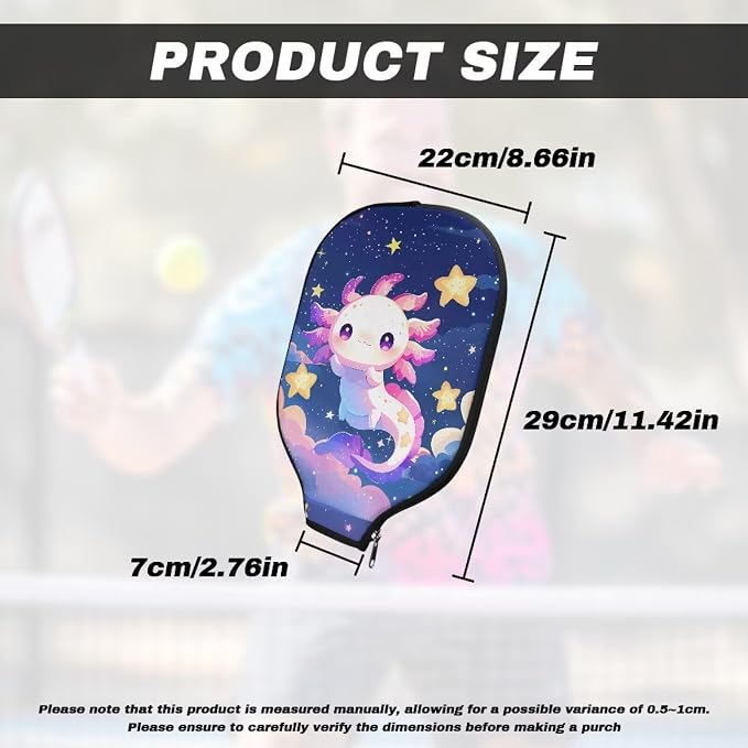 Axolotl Pickleball Paddle Covers 8.7 X 11.4 in 2 Pack Racket Sleeve Zippered Universal Pickle Ball Racket Cover Fits Most Paddle Travel Pickleball Paddle Case Gifts for Sports Lovers