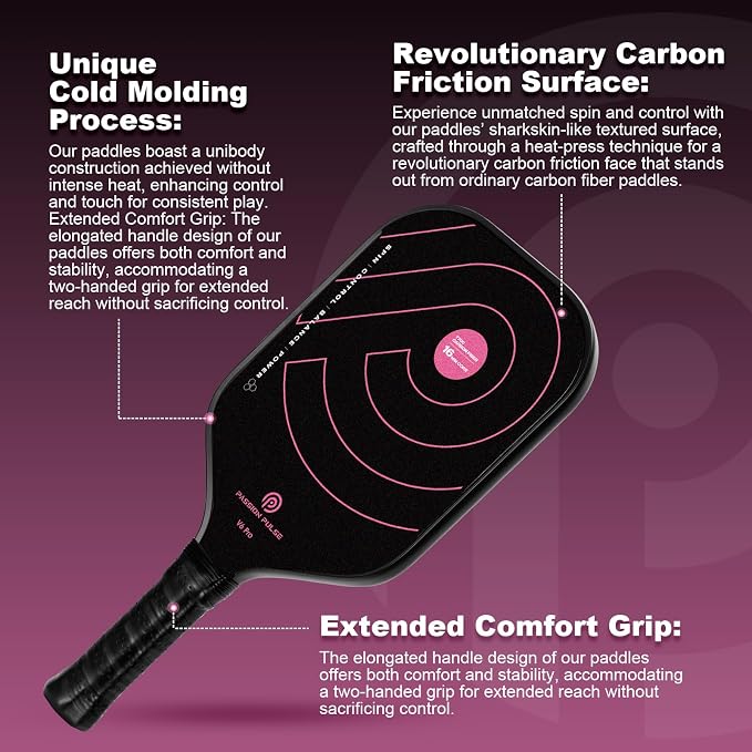 Pickleball Paddles 2026,Carbon Fiber Pickleball Paddle,16mm T700 High Grit & Spin, Professional Pickle Ball Paddles Set Designed for Ultimate Spin & Consistency