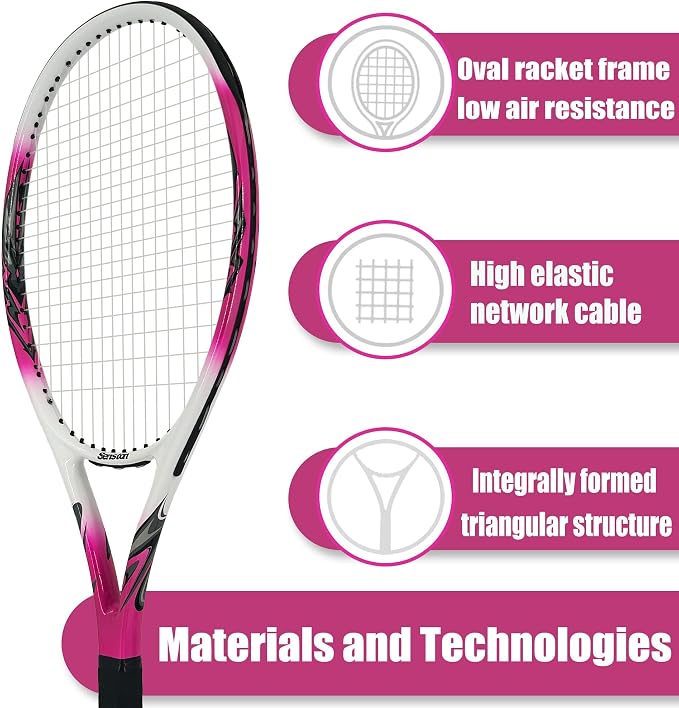 Senston Tennis Rackets for Adults 27 inch Tennis Racquets - 2 Player Tennis Racket Set with 3balls,2 Grips, 2 Vibration Dampers