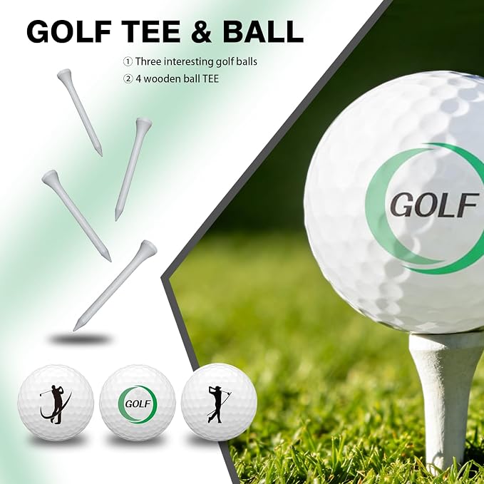 Golf Essentials Accessories Set for Men – Golf Towel, Golf Impact Stickers, Ball Marker with Pen, Cleaning Brush, Golf Balls & Tee Holder, Tee Alignment Tool – Thoughtful Golf Gift Set