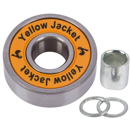 Yellow Jacket Premium Skateboard Bearings, Pro Longboard Bearings, 608, ABEC 11, Washers and Spacers, Tropical Orange (Pack of 8)