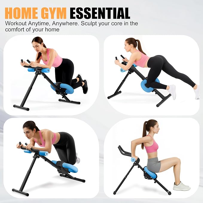 Abdominal Trainers - Adjustable Ab Trainer Machine, Foldable Abdominal Workout Equipment with Knee Protection - Home Gym Core Strength Trainer for Men & Women