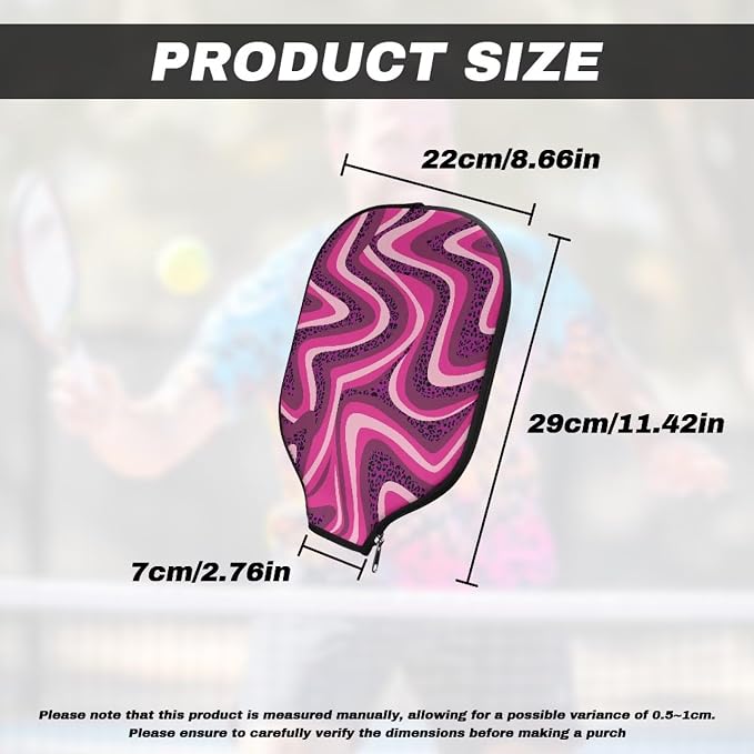 Abstract Geometry Pickleball Paddle Covers 1 Pack Neoprene Pickle Ball Paddle Cover with Zipper Waterproof Racket Sleeve Pickleball Paddle Accessories for Racket Storage