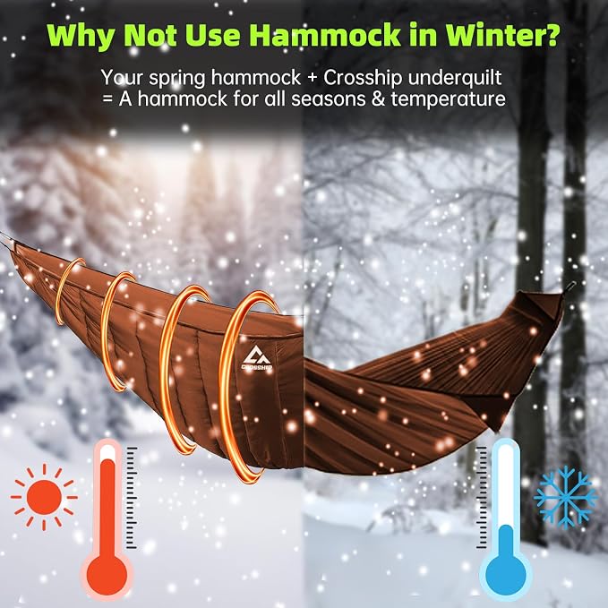 Hammock Underquilt for Camping - Full Length Orange Lightweight Warm Quilt for 3-4 Seasons (41-68°F) - Soft & Durable for Hiking, Backpacking, Beach, Travel - Holds Up to 500lbs