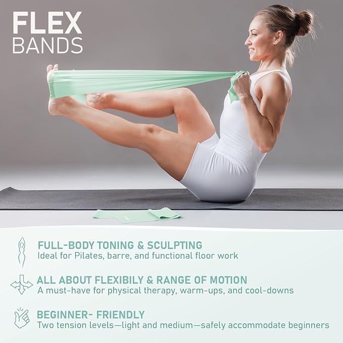 PhysKcal Pilates Kit, 15-Inch Pilates Ring with 1x Core Ball, 3X Resistant Loops and 2X Flex Bands, Home Pilates Equipment Set and Mat Pilates Essential Kit