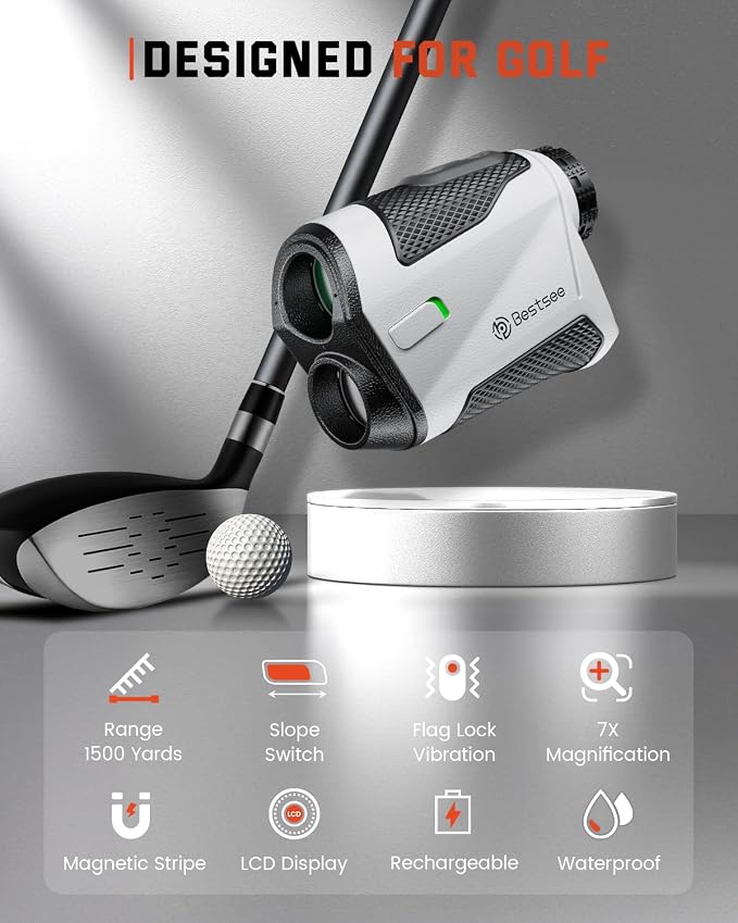 Bestsee Golf Rangefinder with Slope -1700 Yards Laser Range Finder Golf for Hunter, High-Precision Flag Pole Locking Vibration, 7X Magnification, USB-C Rechargeable Rangefinders Magnet Strip