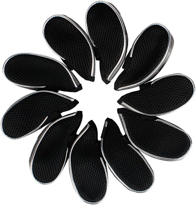 Andux Mesh Golf Iron Club Head Covers Clear Window 10pack | Left and Right Handed