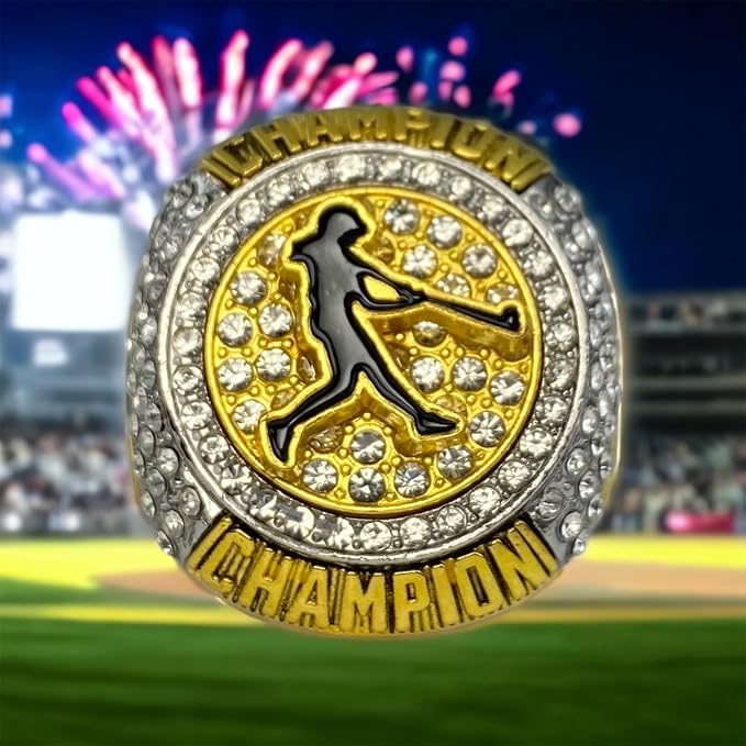 Legacy Rings 1 or 12 Pack Silver and Gold Tone Softball Baseball Championship Trophy Ring Champion or Finalist Award for Female Woman Player