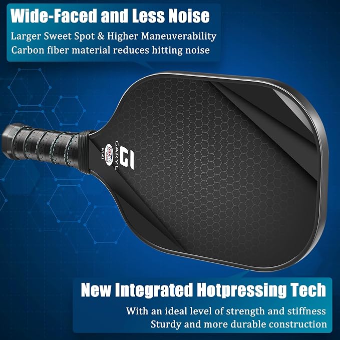 GARYE Pickleball Paddles Set of 2 or 4, USAPA Approved Carbon Fiber Pickleball Set, Lightweight Pickle Ball Rackets 2 Pack with 6 Balls, 1 Bag, Pair of Grip Tapes, Pickle Ball Paddle for Men and Women