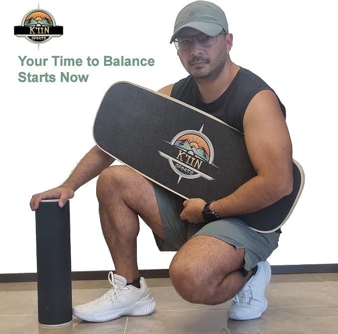 Kiin Balance Board Trainer, adjustable stoppers – Indo Board, Balancing Board for Surfing, Core Training, Wobble Board for Skateboarding, Surfing, Skating, Yoga and Fitness.