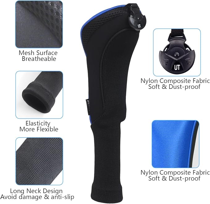Crafrsman Golf Neoprene Iron Cover Set Blue and Black Golf Headcover Set