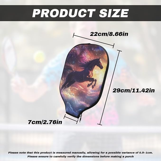 Horse Pickle Ball Paddle Cover 1 Pieces Pickleball Paddle Cover with Zippered Pickleball Covers for Paddles Racket Sleeve for Most Standard Pickball Paddles Gifts for Sports Lovers