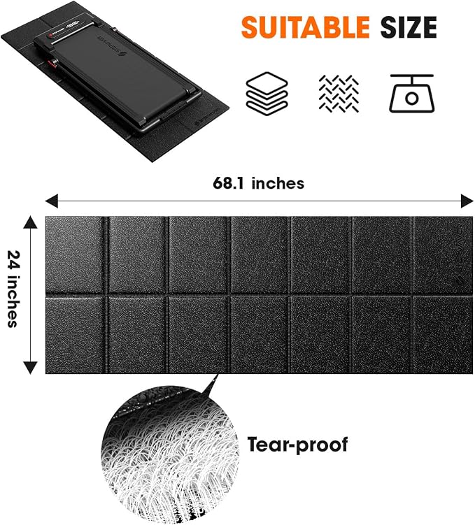 Stepwaver Walking Pad Mat for Carpet Floor, 68"x24", Treamill Mat for Hardwood Floors, High Density, 1/4 Thickness, Folable, Floor Protection Mats for Bike, Elliptical, Treadmill