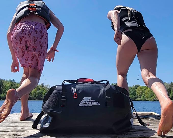 Waterproof Duffel Bag 60L - Marine Grade PVC Dry Bag for Boating Camping Motorcycle | Roll Top Airtight Seal, Shoulder Strap