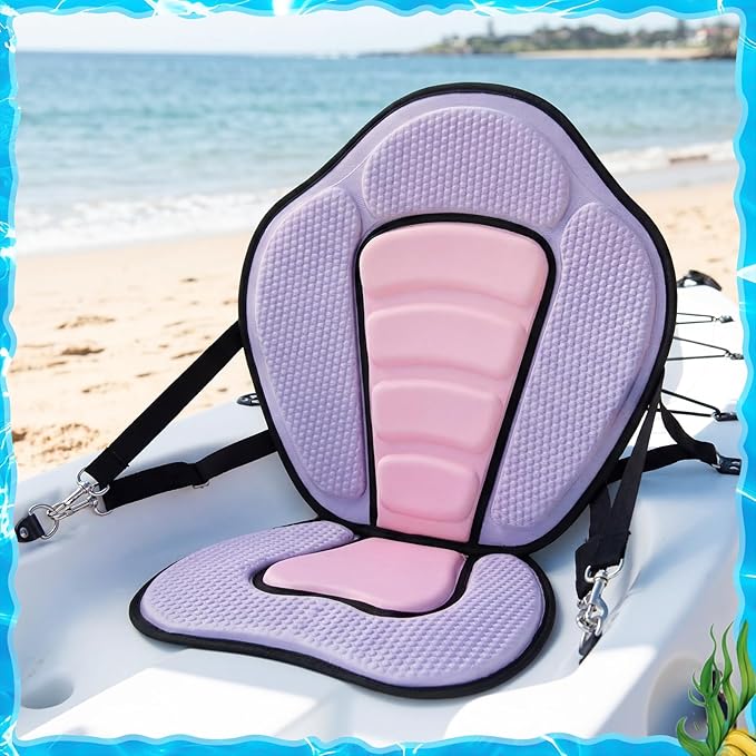Vinsot Kayak Seat Cushion Universal Paddle Board Seat with Back Support Adjustable Non Slip Boat Chair Seats with 4 Straps and Storage Bag for Kayak Boat Sup Canoe