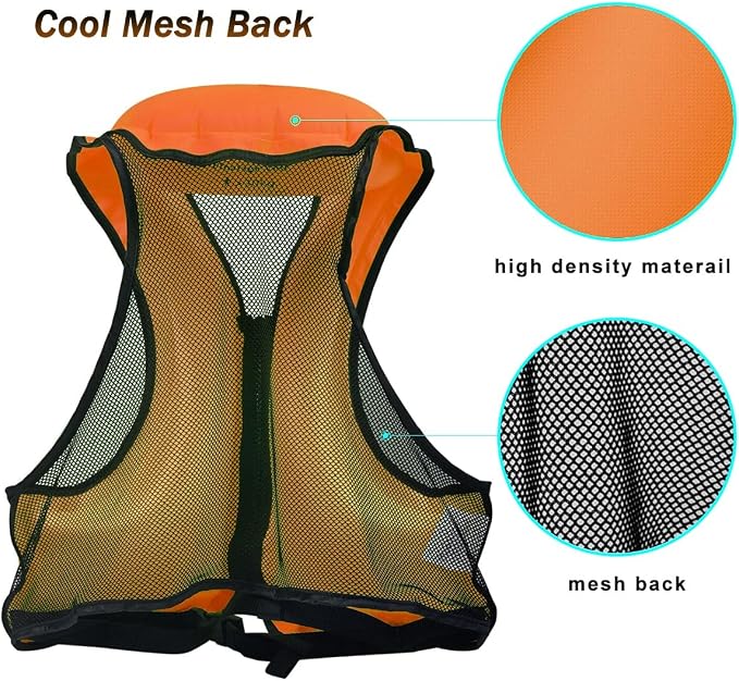NAXER Inflatable Buoyancy Jackets Snorkel Vests for Adults Kayak Kayaking Snorkeling Suit 90-200 lbs Easy Swimming Boating Paddleboarding Water Sports