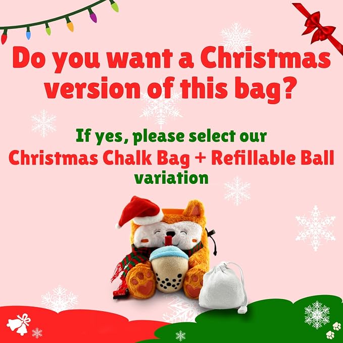 Rock Climbing Chalk Bag + Refillable Ball – Boba Dog Plush Animal Bag