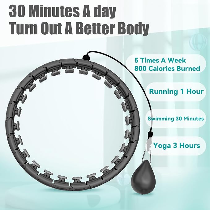 OurStarry 34 Knots Weighted Workout Hoop Plus Size, Smart Waist Exercise Ring for Adults Weight Loss