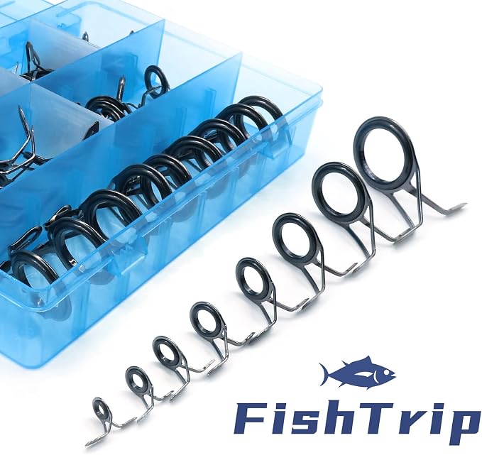 FishTrip Rod Repair Kit 40&85pcs Fishing Rod Tip Guide Repair kit Single Leg Ceramic Ring Fishing Pole Eyelets Replacement Kit
