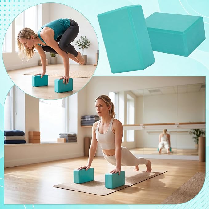 Wettarn 6 Pack Yoga Blocks 9 x 6 x 4 Inch EVA Foam Lightweight Non Slip Yoga Props for Pilates Stretching Meditation