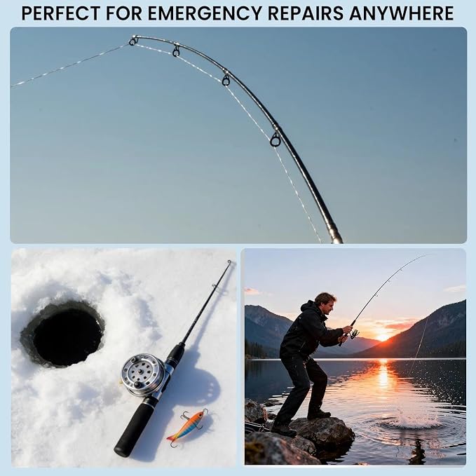 9KM DWLIFE Fishing Rod Tip Repair Kit, Black Stainless Steel, Wear Resistant Ceramic Ring, Guide Replacement 25/35/45/60/65pcs