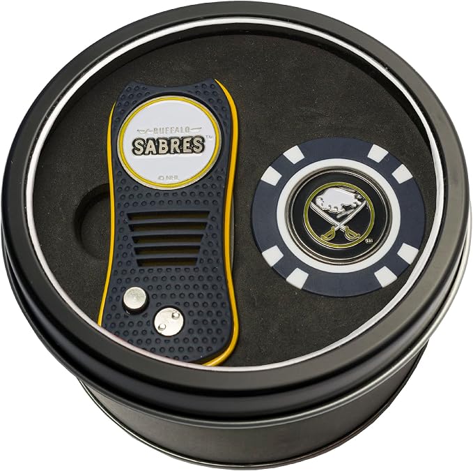 Team Golf NHL Gift Set Retractable Divot Tool & Chip, Includes 2 Double-Sided Enamel Ball Markers, Patented Design, Less Damage to Greens, Retractable Mechanism
