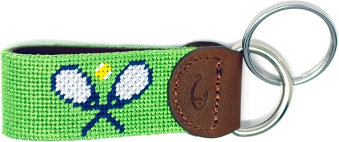 Leather Hand-Stitched Needlepoint Key Fob or Key Chain