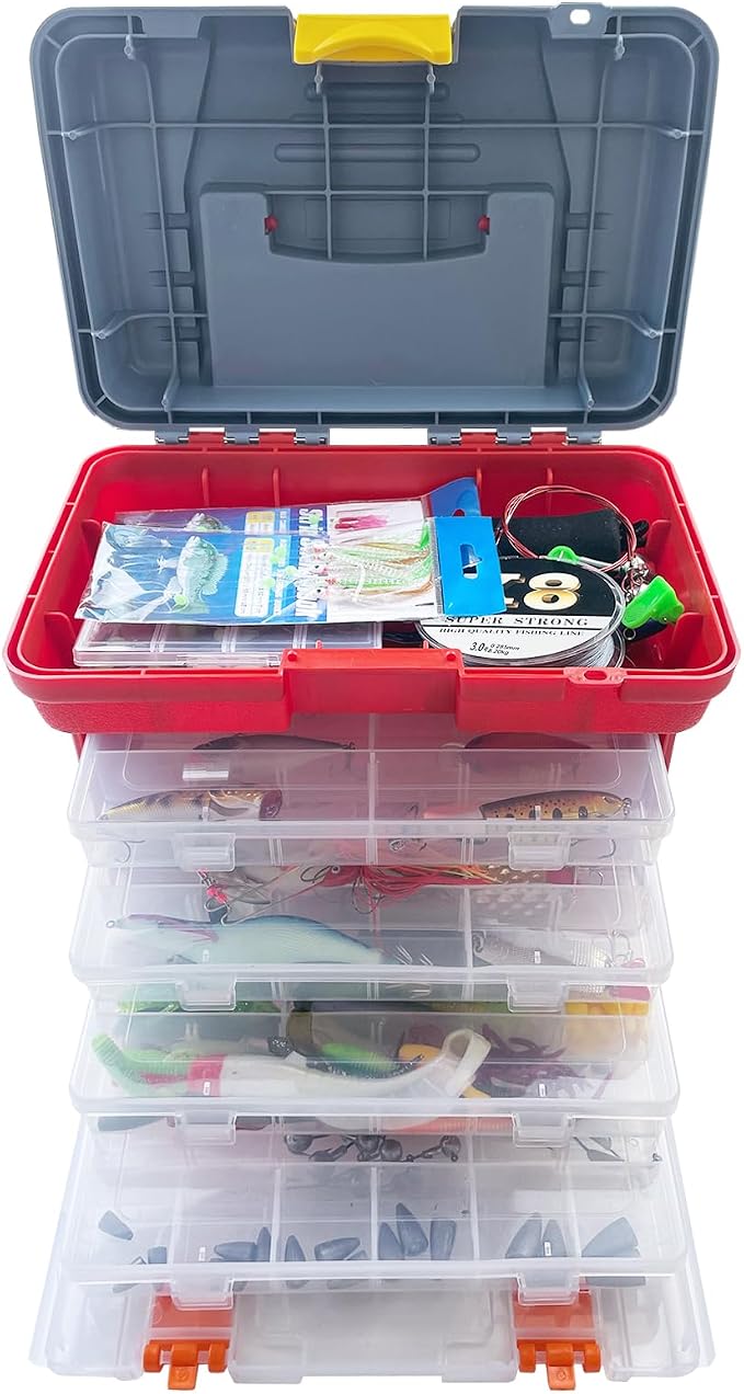 Fishing Lures Kit with Tackle Box Included Crankbait, Minnow, Spinnerbaits, Spoons, Soft Lures, Jigs, Hooks, Bait Rigs, Weights Sinkers, Topwater Lures Freshwater Saltwater 346/353Pcs