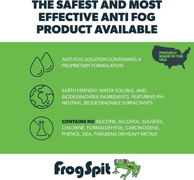 Frog Spit Anti-Fog Concentrate - 2 oz. Bottle of Anti-Fog Solution, 2 Pack - Anti Fog for Glasses, Goggles, Face Masks, Helmet Face Shields