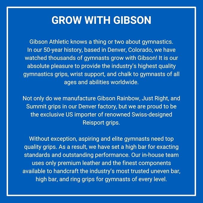 Gibson Athletic Just Right Uneven Bar Gymnastics Grips for Girls - Narrow Fit Leather Hand Grips for Gymnastics Bars - Gymnastics Equipment & Accessories, Made in USA