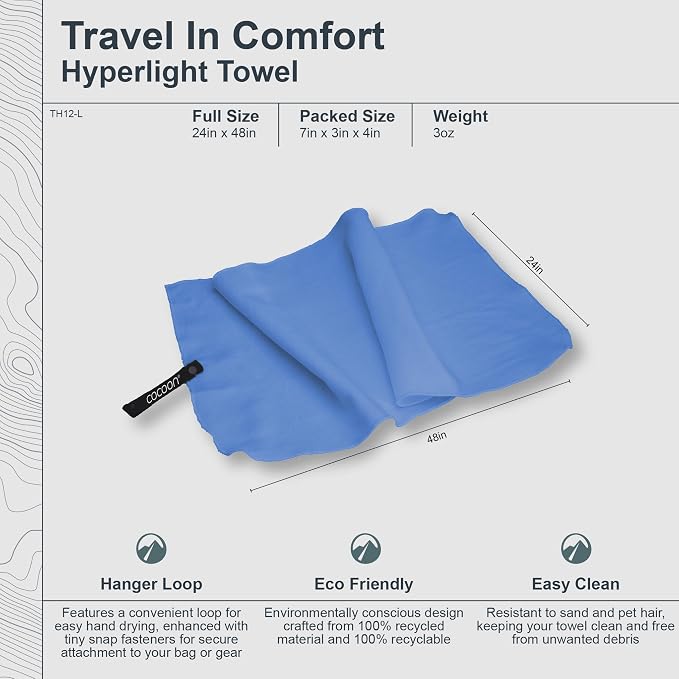 COCOON - Premium - Hyperlight Towel - Blue Lagoon - Large