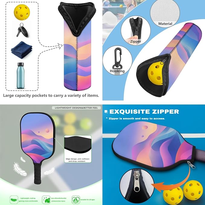 Pickleball Paddles Set 3PCS Pickleball Paddle Case Pickleball Racket Pickleball Bag Ideal for Beginners Gifts