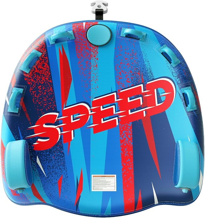 2025 Upgrade Towable Tubes for Boating 1-3 Riders Inflatable Water Sport Towable Tube for Boat Heavy Duty Nylon Cover with Zipper Bolster Fins Safety Air Valve Padded Handle