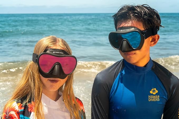 Hawaii Divers Deep Sea Mirrored - Adult Snorkel Mask, Tempered Glass, Mirrored Lens, Swimming Snorkel, Snorkeling Gear