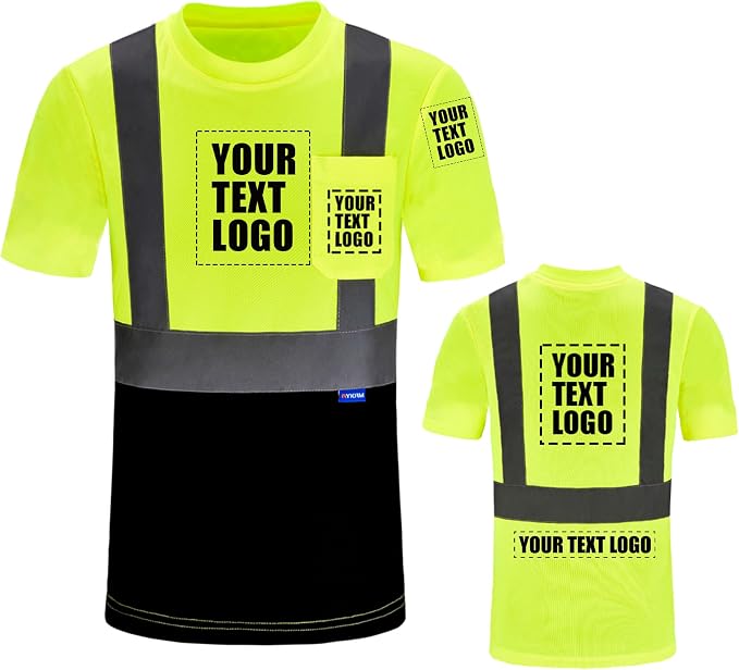 A-SAFETY Safety Shirt,High Visibility Work T Shirt Long Short Sleeve Class 3 (XS-6XL)