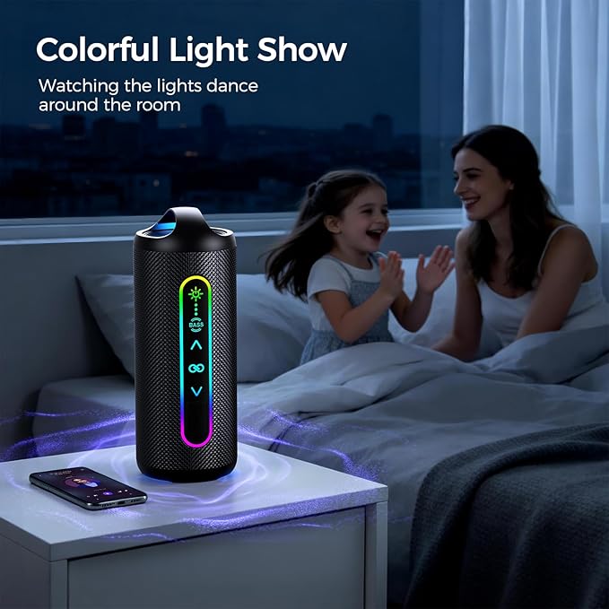 Wilody Portable Bluetooth Speaker, 20W Powerful Sound with EQ Modes, IPX6 Waterproof, 20H Playtime, Bluetooth 5.4, TWS, LED Lights, Portable Wireless Speakers for Home Party Camping Beach Outdoor