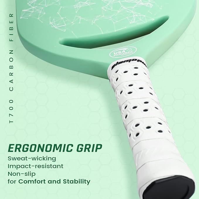 Pro Pickleball Paddle| T700 Carbon Fiber Pickleball Paddles with 16mm Polymer Honeycomb Core & Overgrips| Premium Pickle Ball Racket Enhanced Control & Spin & Power| USAPA Approved