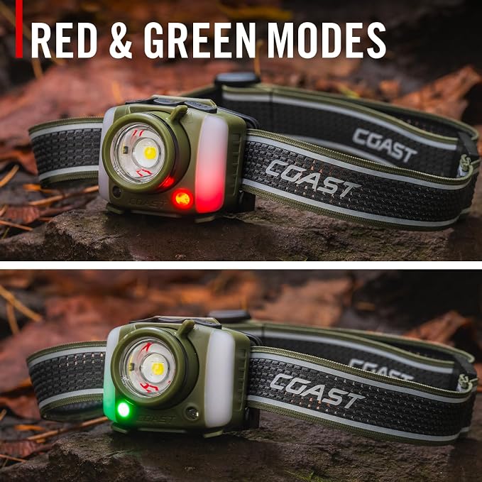Coast FL97R Voice-Controlled 1200 Lumen Rechargeable LED Headlamp with Pure Beam Spot & Flood, ARC Lighting, Red & Green Color Modes, Glide Focus Radial Arm Dial and USB-C Charge Port, Ocean Blue