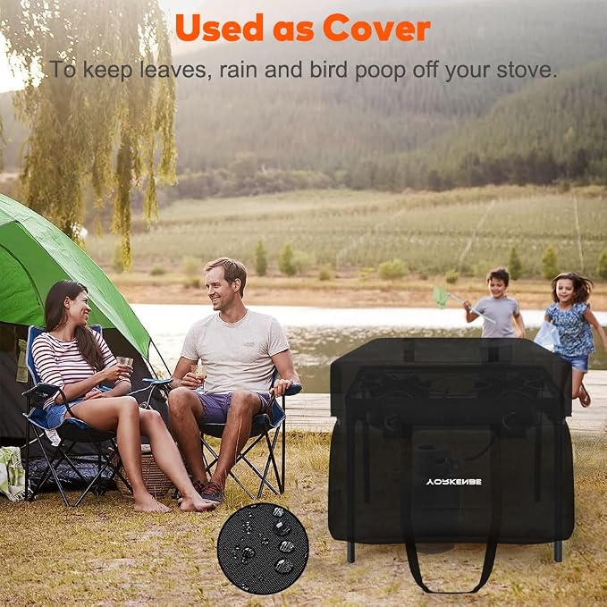 Carry Bag for Camp Chef 2-Burner Stoves, 1680D Heavy Duty Camping Stove Carry Case with 4pcs Corner Protectors, Waterproof and Long-lasting, for Camping, Tailgating, BBQ, Size 35''x17''