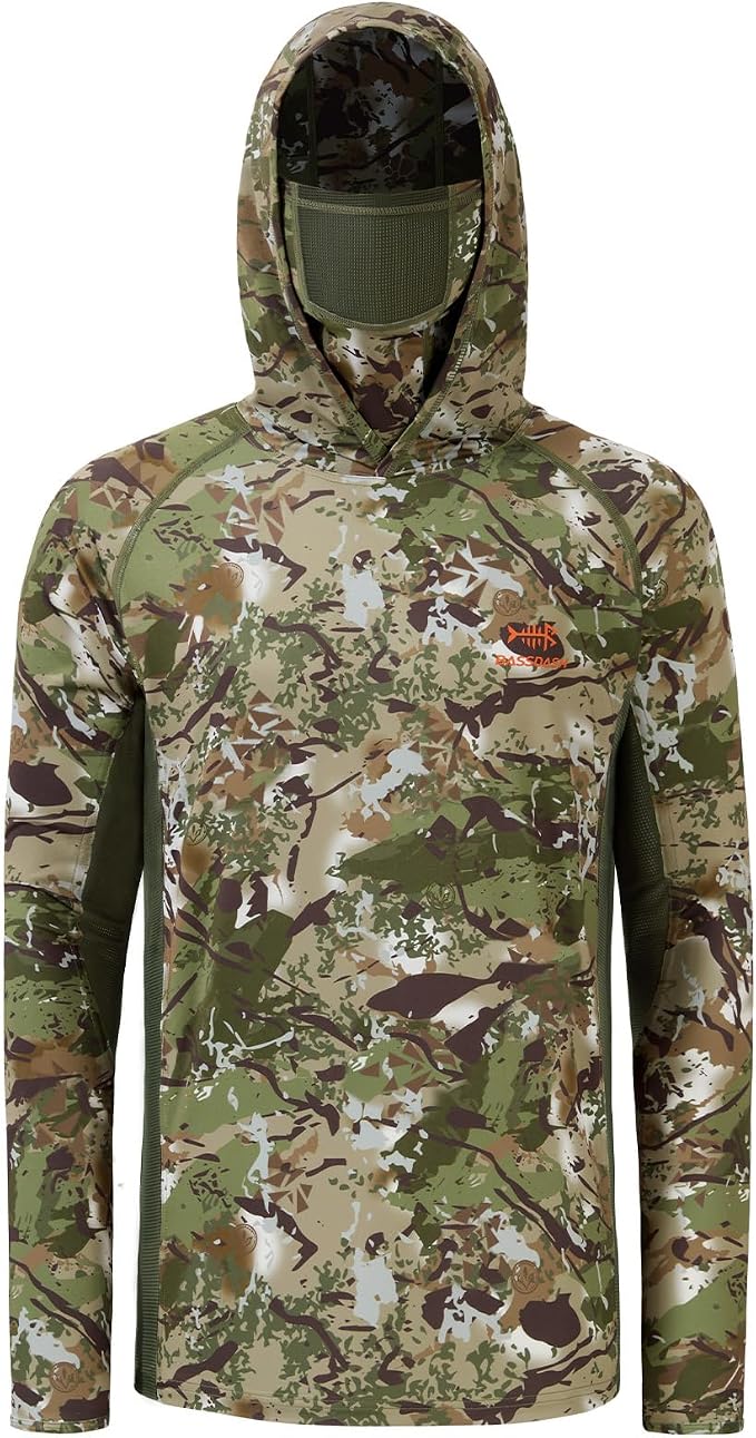 BASSDASH Men's UPF 50+ Camo Long Sleeve Hunting Fishing Hoodie Shirt