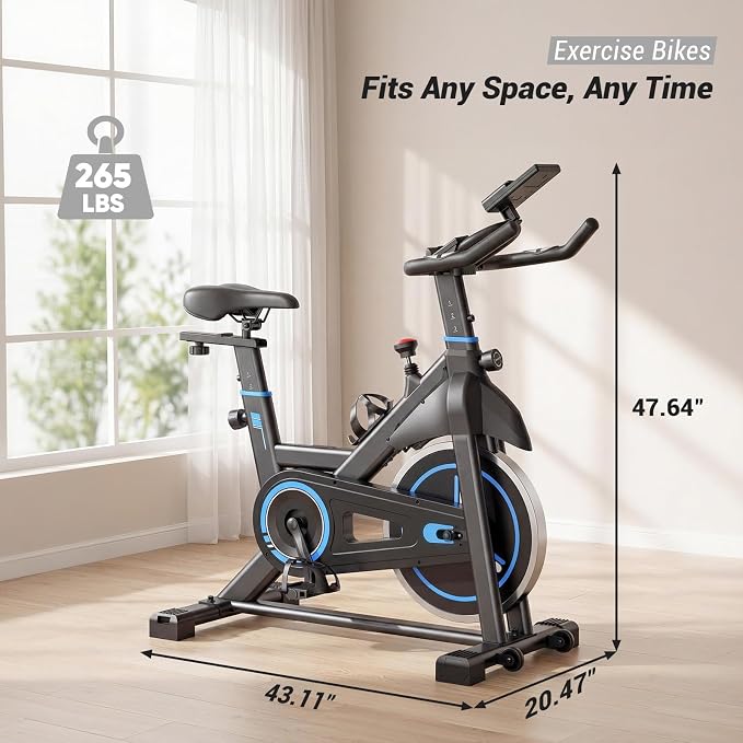 OLIXIS Exercise Bike with APP Control, Brake Pad Stationary Bikes with Quiet Magnetic Resistance, Indoor Cycling Spin Workout Bike with 300.0 lbs Weight Capacity,Orange/Red/Blue