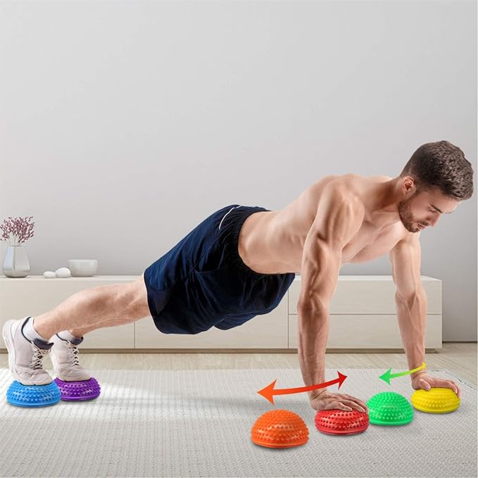 Yes4All Hedgehog Balance Pods for Exercise, Core Body Balancing, Balance Pods for Youth & Adults with Hand Pump - Set of 5