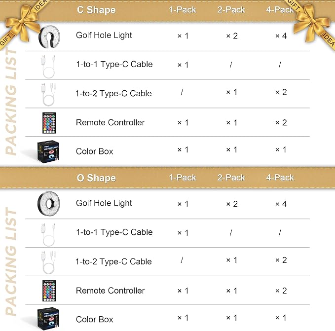 KINGTOP Golf Hole Cup with Rechargeable RGB Hole Light, Backyard Practice Putting Green, Fit PGA | LPGA | USGA Regulations, Outdoor Indoor Golf Putting Cup, Light Up Night Golf Party, 2-Pack