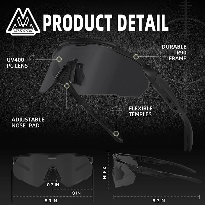 Shooting Glasses Anti Fog with High Definition Lenses, ANSI Z87+ Certified Tactical Safety Glasses for Men Women
